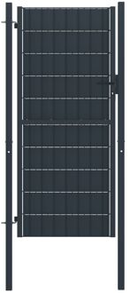 tuinpoort - PVC en staal - 100 x 204 cm - antraciet - vergrendelbaar