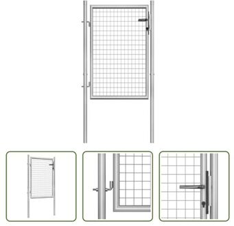 Tuinpoort - Staal - 105 x 150 cm - Corrosiebestendig - Zilver