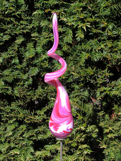 Tuinprikker glas spiraal mini, roze 106-M