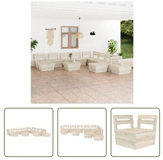 Tuinset - 12-delig - Palletontwerp - 60 x 60 x 65 cm - Geïmpregneerd vurenhout Beige