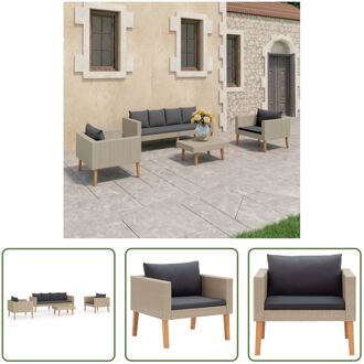 Tuinset - 4-delig - PE-rattan - gepoedercoat staal - Beige - Afmetingen banken- 165x67x60cm