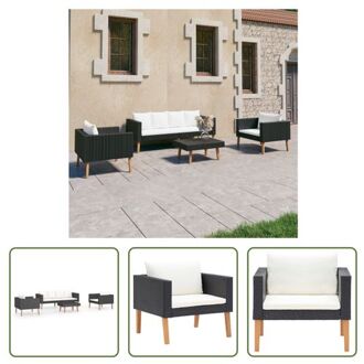 Tuinset - 4-delig - PE-rattan - Zwart - Afmetingen- tweezitsbank 165x67x60cm - eenzitsbank