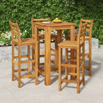 Tuinset Acaciahout - 60x60x105cm - Stevige tafel en comfortabele stoelen - Makkelijk schoon te maken Bruin