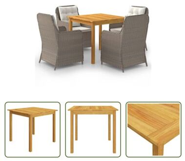 Tuinset Acaciahout - 85x85x74 cm - Bruin - PE Rattan - Crèmewit Kussen