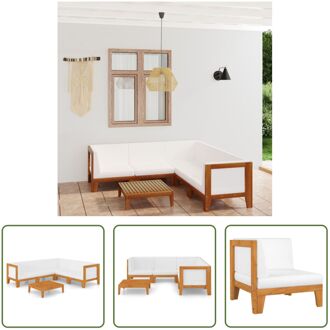 Tuinset Acaciahout - Hoekbank 68.5x68.5x62cm - Middenbank 66x68.5x62cm - Tafel 68.5x68.5x24cm - Wit