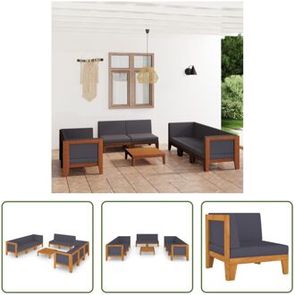 Tuinset - Acaciahout - Hoekbank - Middenbank - Tafel - 68.5x68.5x62cm - Donkergrijs kussen