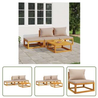 Tuinset Acaciahout - Modulair - Massief hout - Comfortabele kussens - Praktische tafel - Handleiding Bruin