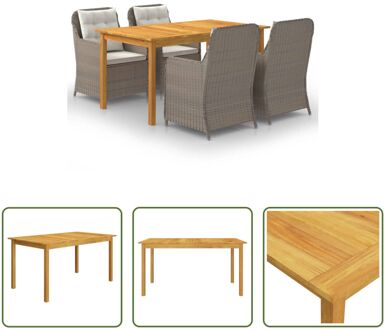 Tuinset - Acaciahout - PE-rattan - 150x90x74 cm - Bruin/Crèmewit