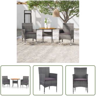 Tuinset - Acaciahout - Poly rattan - Grijs - Ø80x75 cm