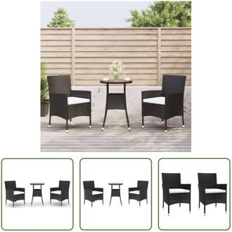 Tuinset - Acaciahout - Poly rattan - Zwart - 55x75 cm - 61x60x88 cm