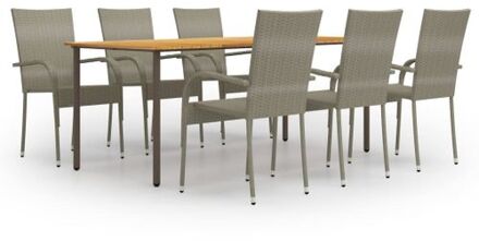 Tuinset - Acaciahout/Staal - Grijs - 200x100x72cm - Stapelbare stoelen - Montage vereist