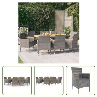 Tuinset - Acaciahout - Tafel 180x90x75cm - Stoel 61x60x88cm - Grijs - The Living Store