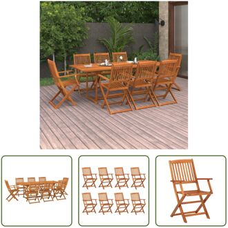 Tuinset - Acaciahouten Eetset - 220x90x75cm - Opklapbaar - Met parasolgat Bruin