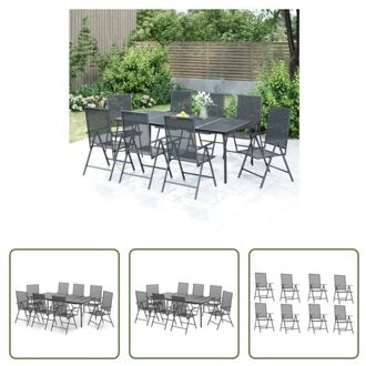 tuinset - antraciet - 8 verstelbare tuinstoelen - tafel 200x100x72 cm - staal (e-coating en Grijs