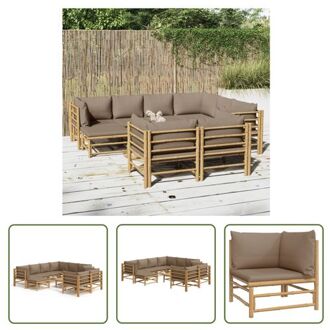 Tuinset Bamboe - Lounge - 9-delig - Taupe Bruin