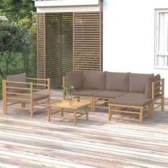 Tuinset - Bamboe - Modulair - Comfortabel zitten - Praktische tafel - Duurzaam materiaal - Inclusief Bruin