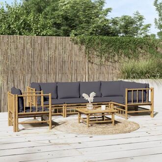 Tuinset Bamboe - Modulair ontwerp - Duurzaam materiaal - Comfortabele zitervaring - Praktische tafel - Bruin