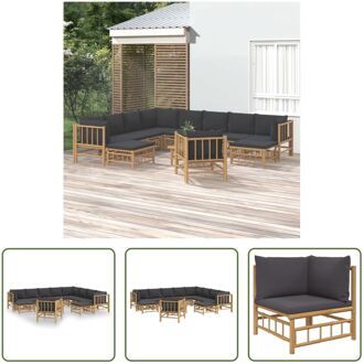 Tuinset Bamboe - Modulaire lounge set - Inclusief kussens - 5x middenbank - 3x hoekbank - 2x Bruin