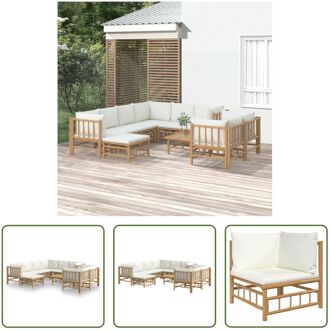 Tuinset Bamboe - Modulaire loungeset - Comfortabel zitten - Praktische tafel - Duurzaam materiaal - Bruin