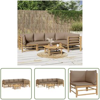 Tuinset Bamboe - modulaire loungeset met tafel - comfortabele zitervaring - duurzaam materiaal - Bruin