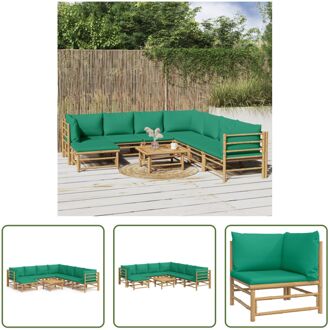 Tuinset - Bamboe - Modular - 55x65x30 cm - Groen kussen Bruin