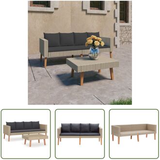 Tuinset - Beige PE-rattan - Gepoedercoat staal - Inclusief kussens - 165 x 67 x 60 cm