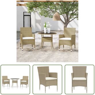 Tuinset Beige - Poly rattan - 80x75 cm - Gehard glas