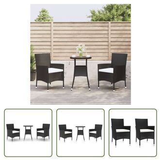 Tuinset - Bistro - Zwart - 55x75 cm - PE-rattan