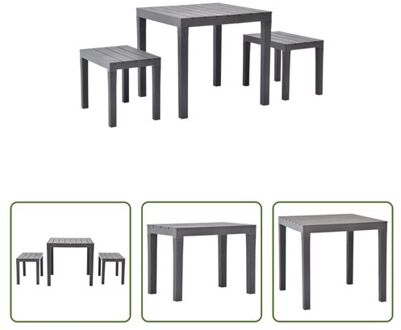 Tuinset - Bruin Kunststof - Tafel 78x78x72cm - Bank 60x38x45cm