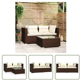 Tuinset - Bruin - PE-rattan - Gepoedercoat staal - Waterdicht - Modulair ? 150x70x60.5cm