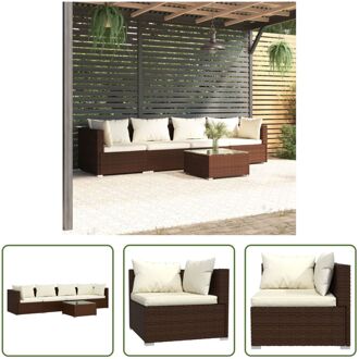 Tuinset - Bruin Poly Rattan - Modulair Design - Waterbestendig - Stevig Frame - Comfortabele Kussens