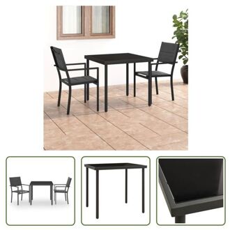 Tuinset - Comfort - Tafel 80 x 80 x 72 cm - Stoel 54 x 63 x 90 cm - Grijs Zwart