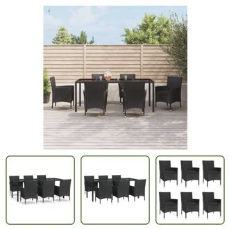 Tuinset Cool - Poly Rattan - Zwart - 190x90x75 cm - Inclusief 6 stoelen