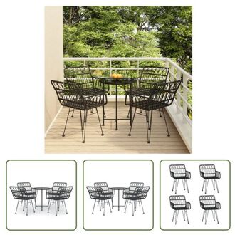 Tuinset Corfu - Bistroset - Ø55 cm - Zwart - PE rattan