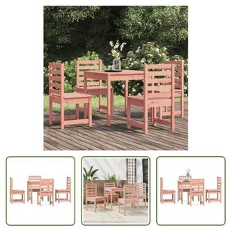 Tuinset Douglas Hout - Tafel 82.5x82.5x76 cm - Stoel 50x48x91.5 cm - 4x tuinstoel - 1x tafel Bruin