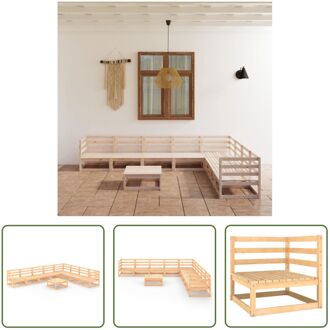 tuinset Grenen - Hoekbank 70x70x67cm - Middenbank 70x70x67cm - Tafel 70x70x30cm Bruin