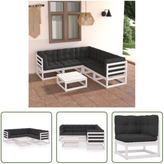 Tuinset Grenenhout - 70x70x67cm - Wit - Antraciet