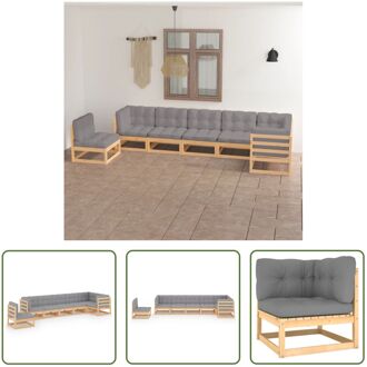 Tuinset Grenenhout Grijs - 70 x 70 x 67 cm - Modulair - 4x Middenbank - 3x Hoekbank - 7x Zitkussen