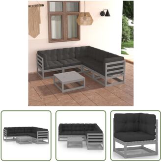 Tuinset - Grenenhout - Grijs - 70x70x67 cm - Inclusief kussens