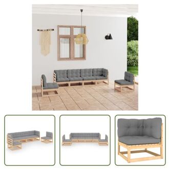 Tuinset - Grenenhout - Grijs Kussen - 70x70x67cm - Modulair