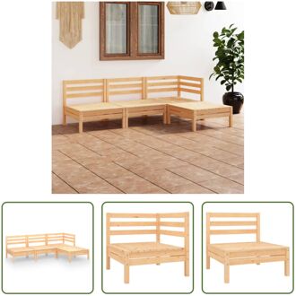 Tuinset Grenenhout - Hoek/middenbank 63.5 x 63.5 x 62.5 cm - Voetenbank/tafel 63.5 x 63.5 x 28.5 cm - Bruin