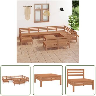 Tuinset Grenenhout - Hoek/middenbank- 63.5 x 63.5 x 62.5 cm - Voetenbank/tafel- 63.5 x 63.5 x 28.5 cm Bruin