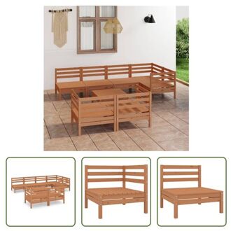 Tuinset Grenenhout - Hoekbank 63x63x62cm Middenbank 63x63x62cm Voetenbank/Tafel 63x63x29cm Bruin