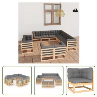 Tuinset Grenenhout - Hoekbank 70x70x67 cm - Incl - kussens - Grijs