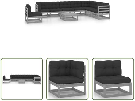 Tuinset Grenenhout - Hoekbank - Middenbank - Tafel - Grijs - 70x70x67cm - Massief grenenhout