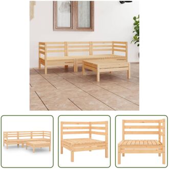 Tuinset - Grenenhout - Hoekbank + Middenbank + Tafel - 63.5 x 63.5 x 62.5 cm - Modulair Bruin