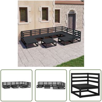 Tuinset Grenenhout - Klassiek - Zwart - Hoekbank 70x70x67cm - Middenbank 70x70x67cm - Tafel/Voetenbank