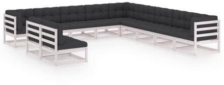 Tuinset Grenenhout - Lounge - 100% Polyester - Wit - Antraciet - 70 x 70 x 67 cm - Montage vereist