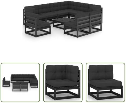 Tuinset Grenenhout - Lounge - 70 x 70 x 67 cm - Zwart - Antraciet