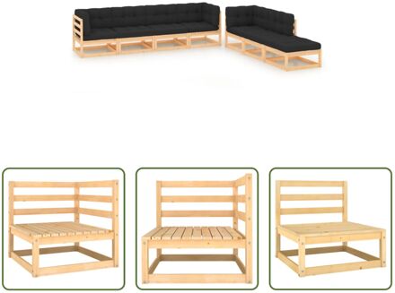 Tuinset Grenenhout - Lounge - 70x70x67 cm - Antraciet kussen Grijs